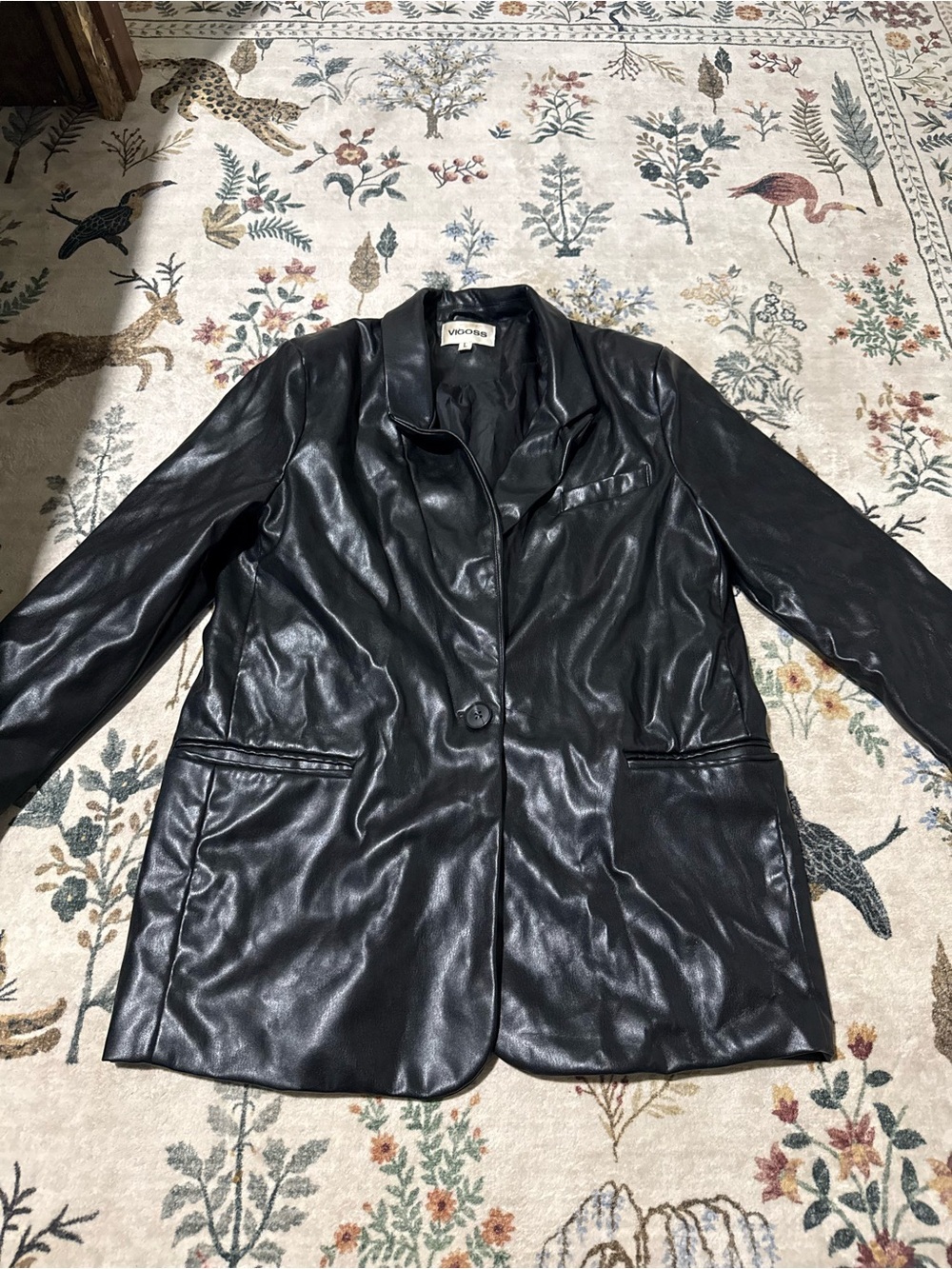 Vigoss Black Leather Blazer Jacket size L